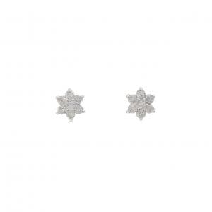 K18WG フラワー ダイヤモンド ピアス 0.50CT