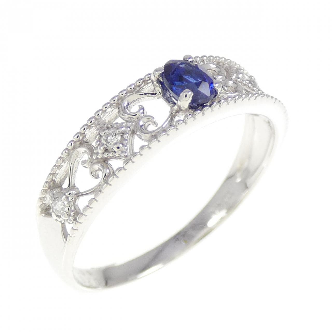 K18WG サファイヤ リング 0.28CT