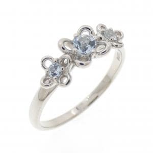PT900 フラワー アクアマリン リング