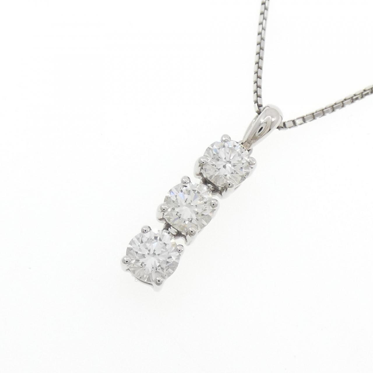 PT900/PT850 スリーストーン ダイヤモンド ネックレス 1.18CT