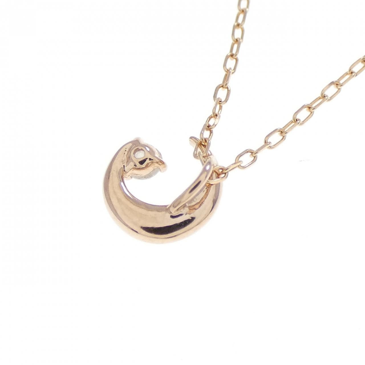 K10PG ムーン ダイヤモンド ネックレス