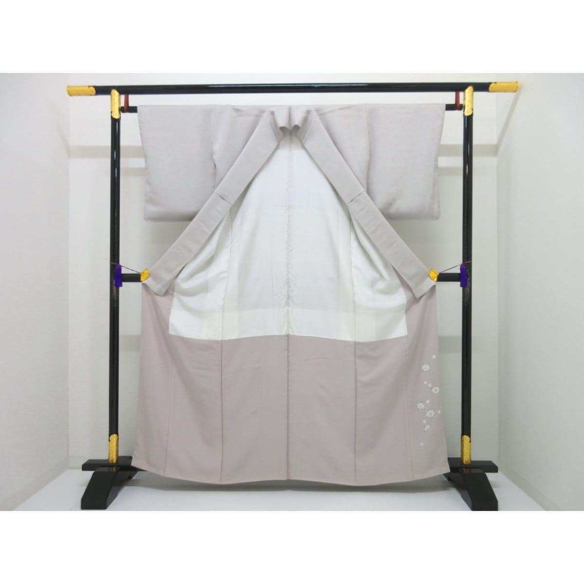 【未使用品】色無地　小倉淳史　丸に九枚笹　裄丈Ｓ寸