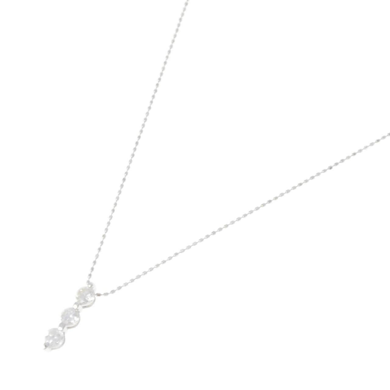 K18WG スリーストーン ダイヤモンド ネックレス 0.51CT