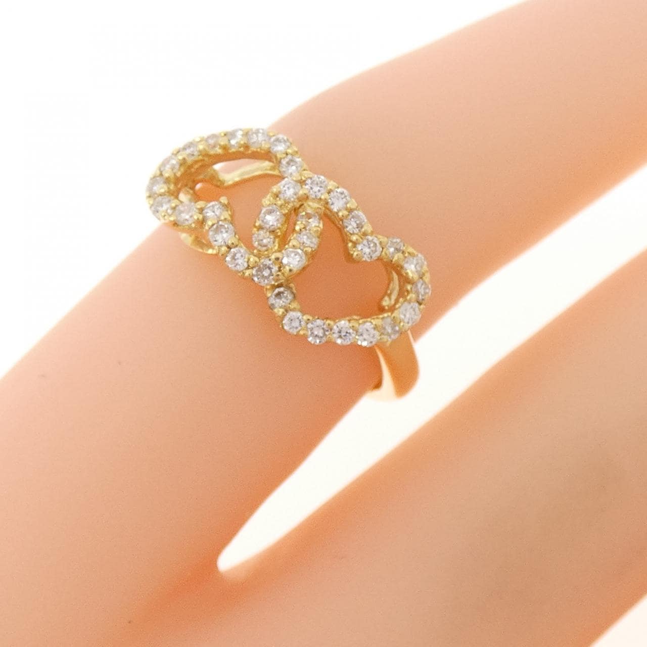 K18YG ハート ダイヤモンド ピンキーリング 0.2CT