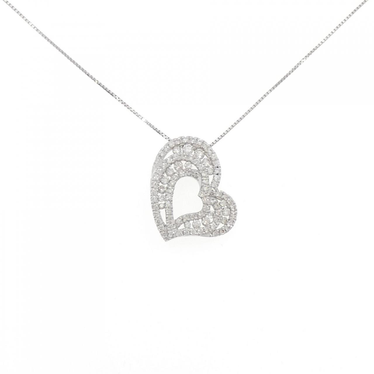 K18WG ハート ダイヤモンド ネックレス 0.90CT