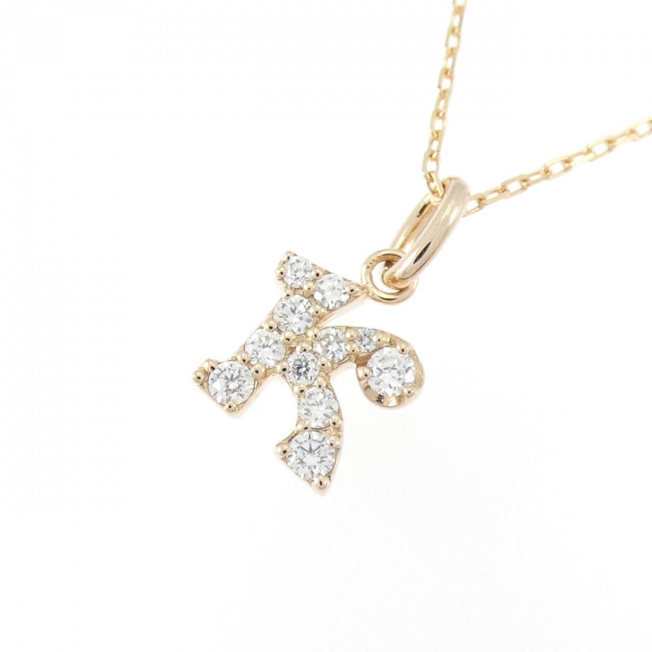 K18PG イニシャルK ダイヤモンド ネックレス 0.11CT