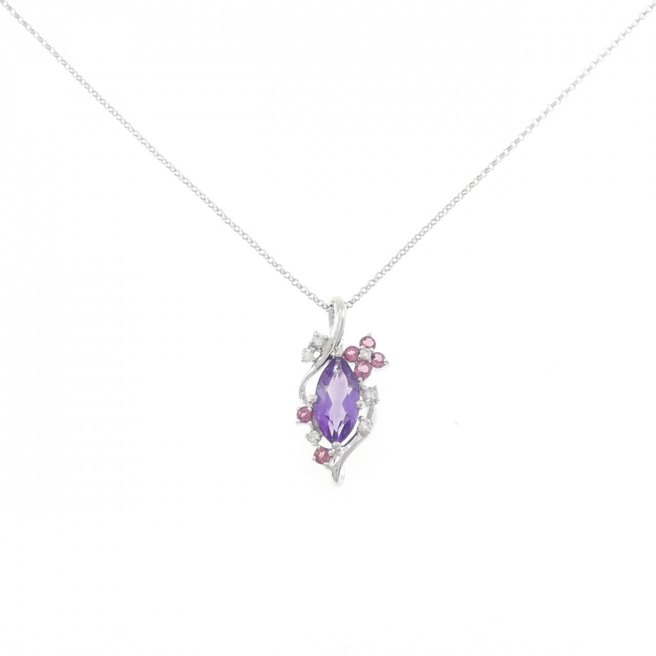 K18WG フラワー アメジスト ネックレス 0.95CT