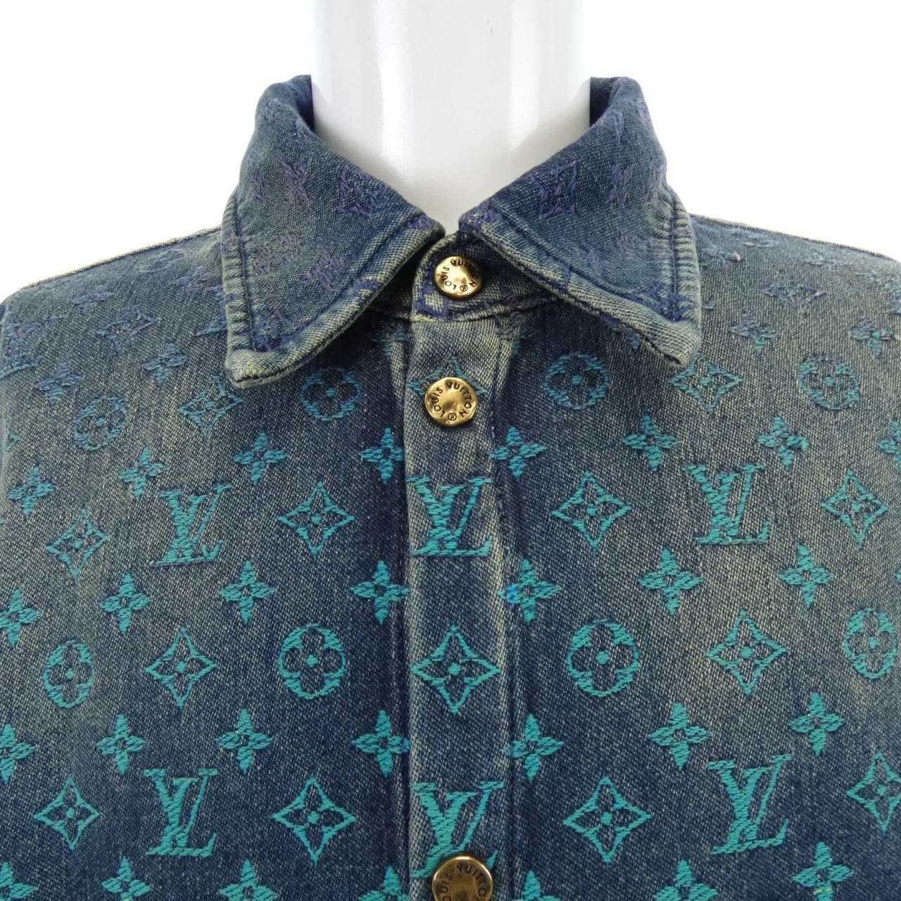 ルイヴィトン LOUIS VUITTON レインボーモノグラムショートスリブデニムシャツ HOS72XYM4 S／Sシャツ
