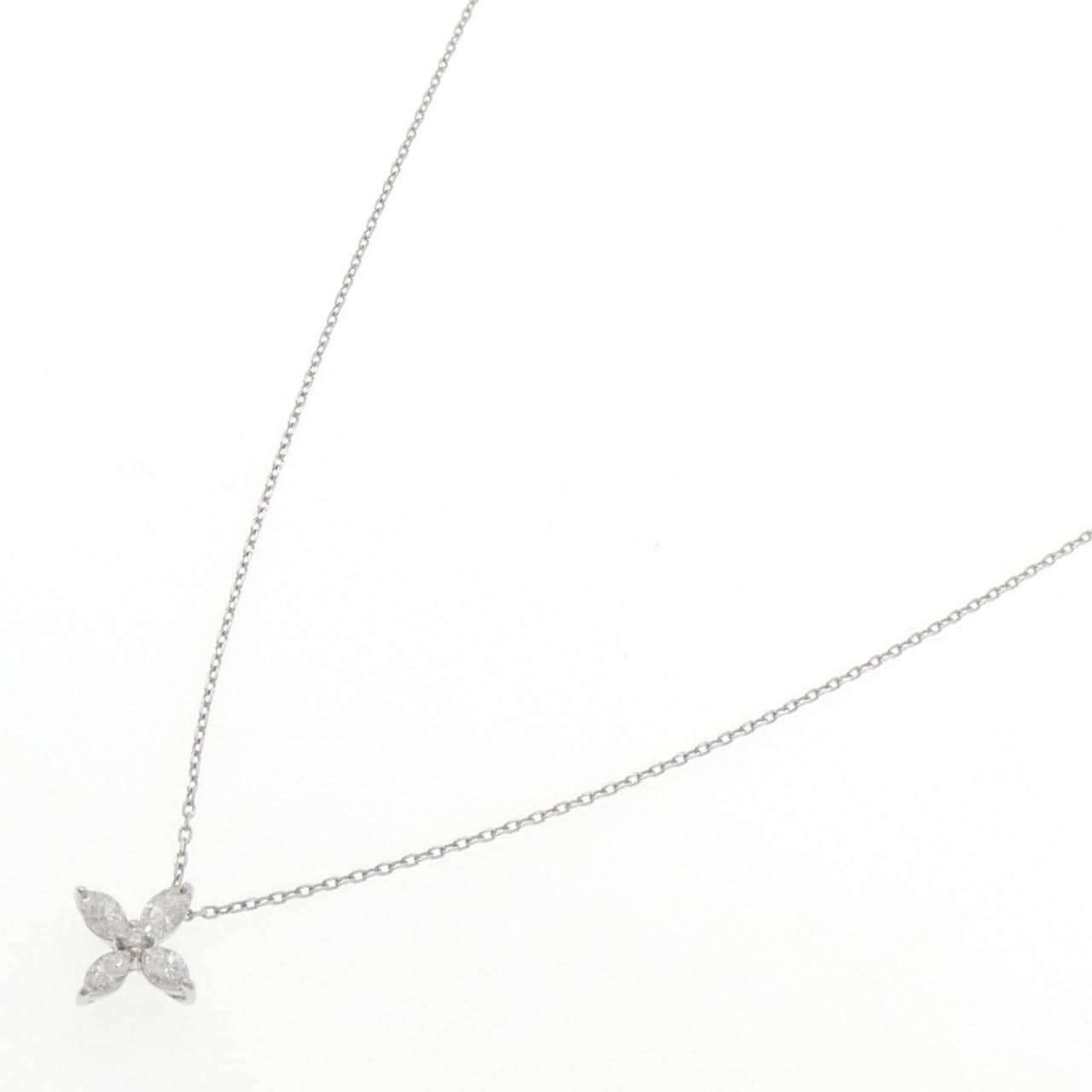 PT900/PT850 フラワー ダイヤモンド ネックレス 0.30CT