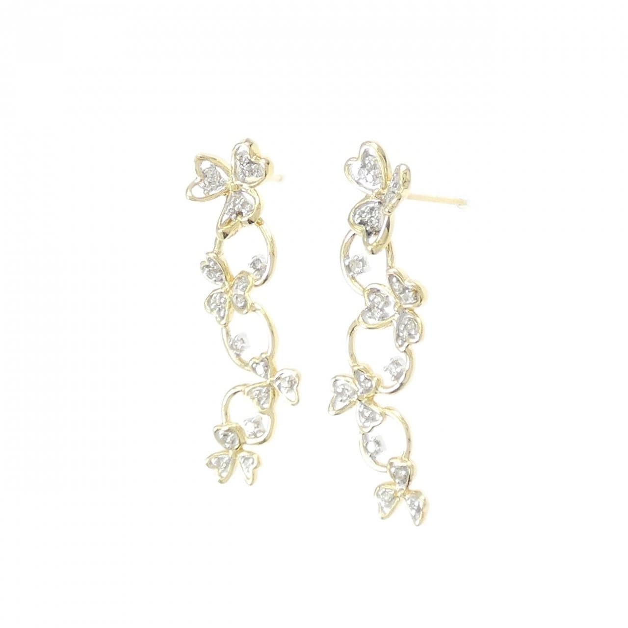 K18YG/K18WG クローバー ダイヤモンド ピアス 0.250CT