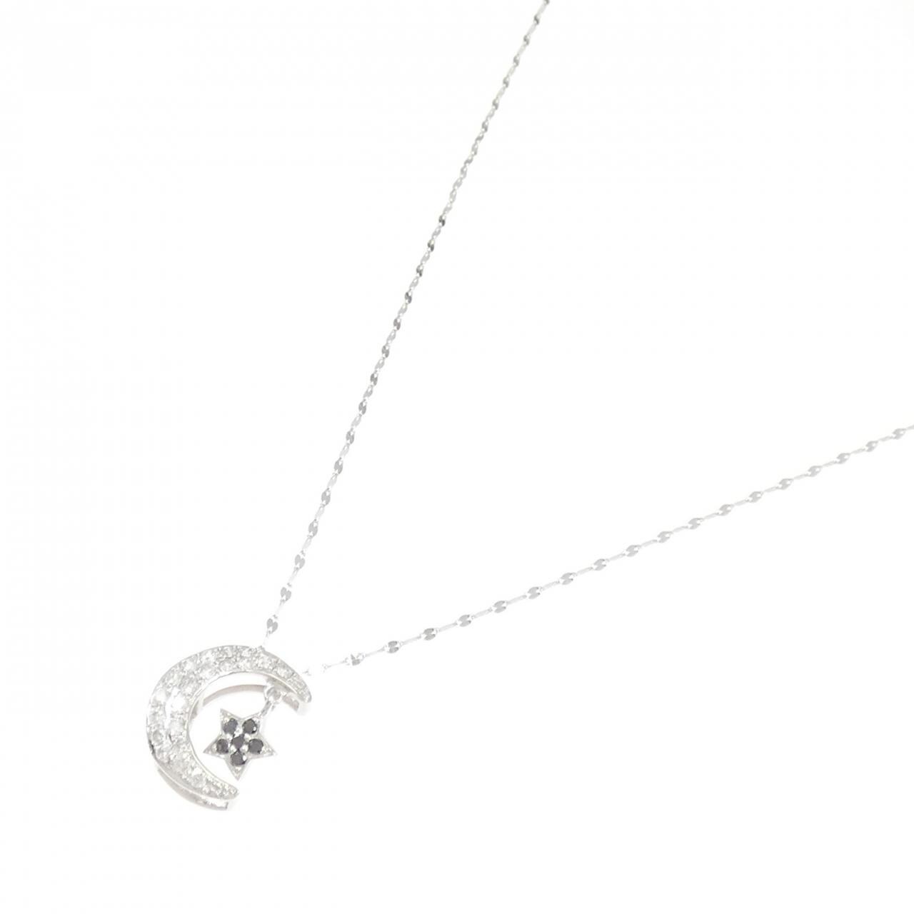 K18WG ムーン×スター ダイヤモンド ネックレス 0.25CT