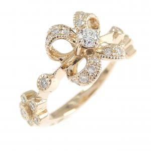 K18PG フラワー ダイヤモンド リング 0.29CT