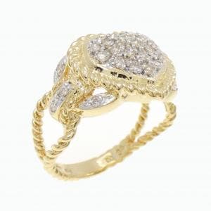 K18YG/K18WG パヴェ ハート ダイヤモンド リング 0.35CT