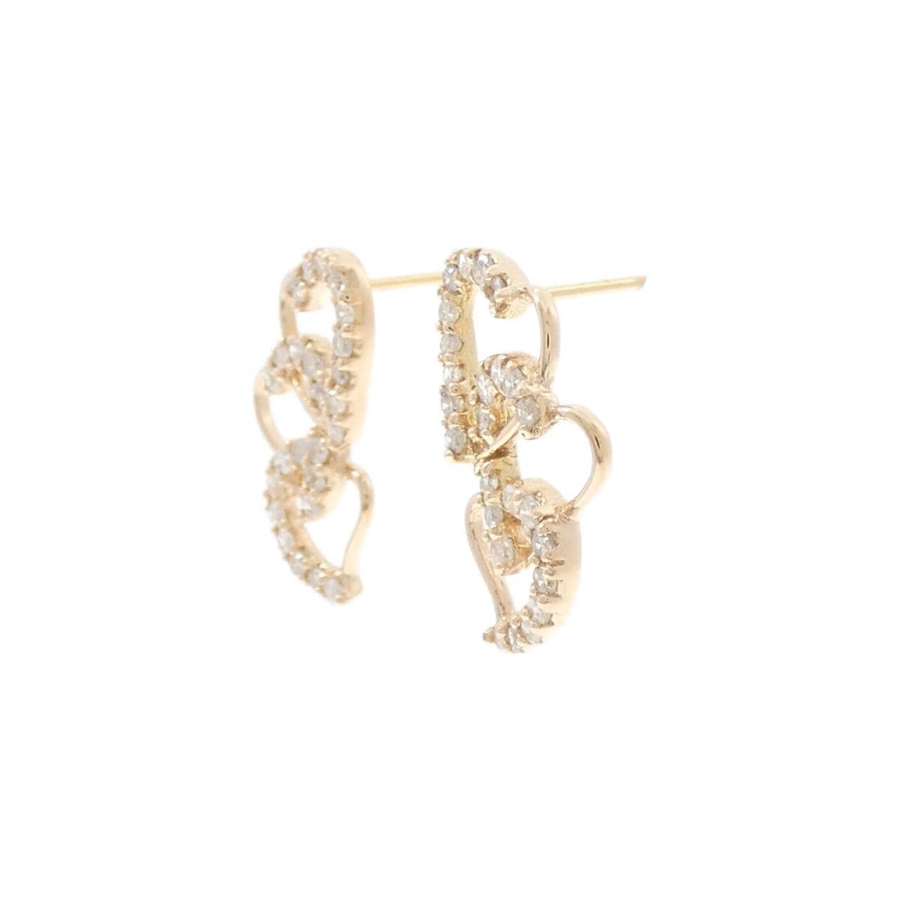 K18PG ハート ダイヤモンド ピアス 0.4CT