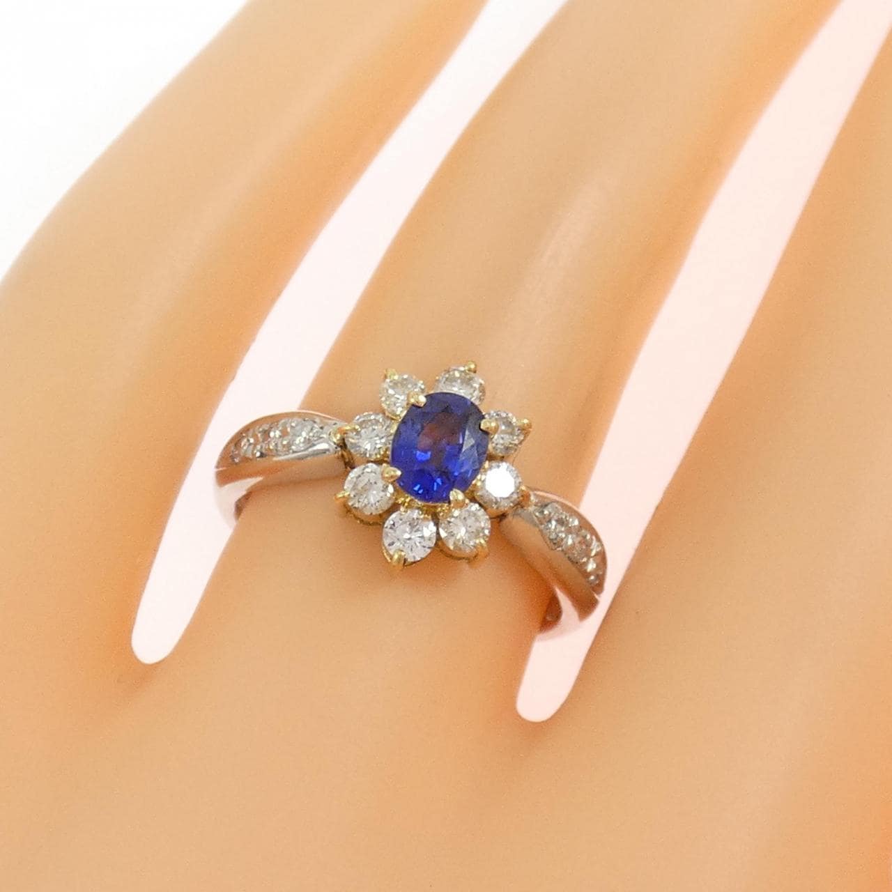 PT900/K18YG サファイヤ リング 0.55CT