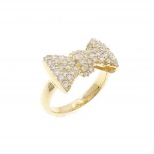K18YG リボン ダイヤモンド ピンキー リング 0.30CT