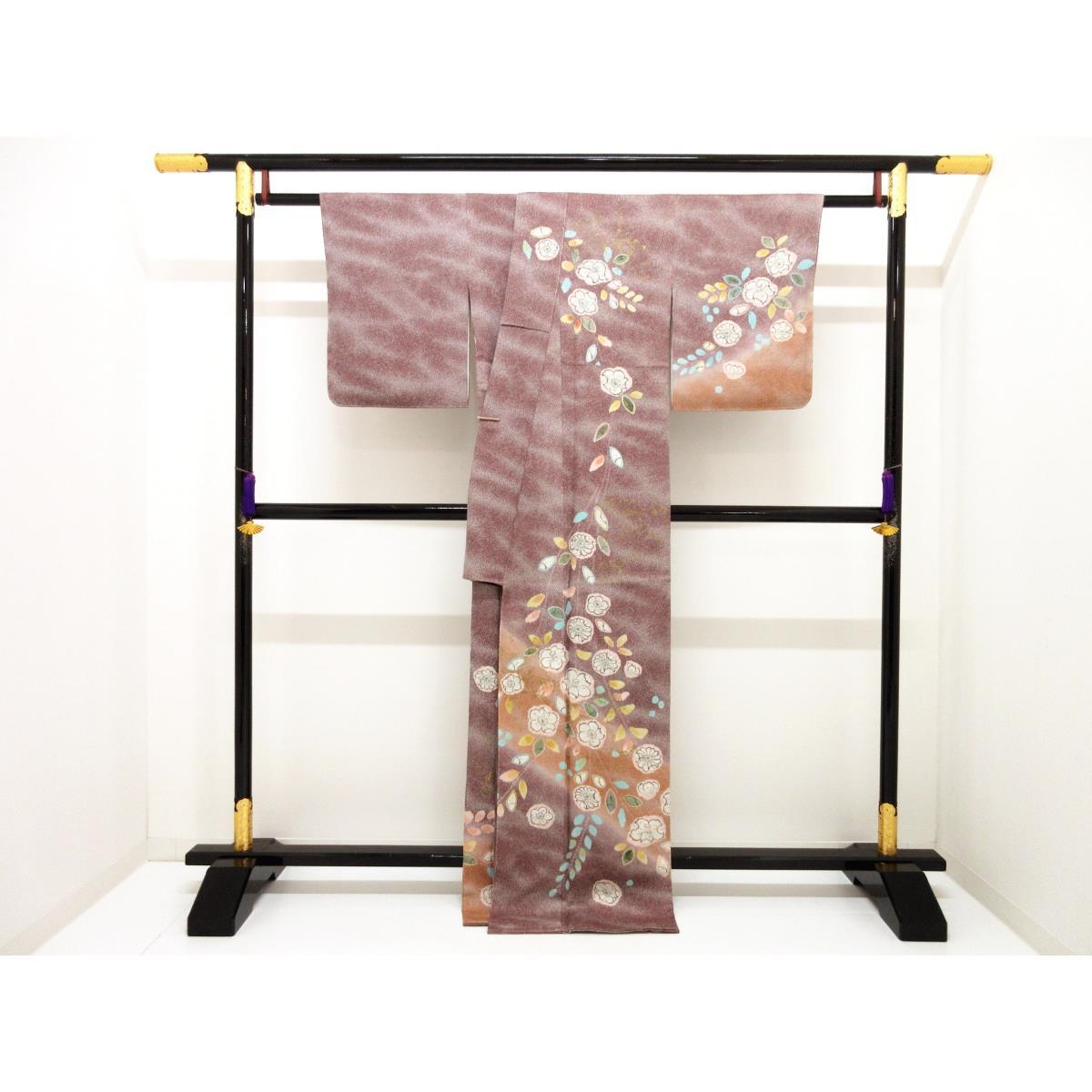 【未使用品】訪問着　友禅金彩加工　絞り入ボカシ染