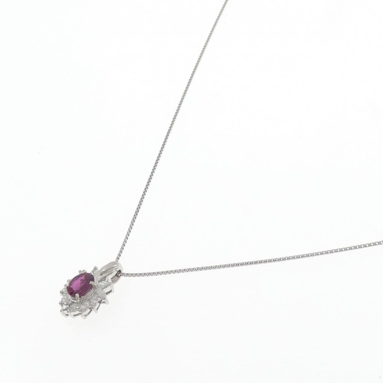 PT900/PT850 ルビー ネックレス 0.77CT