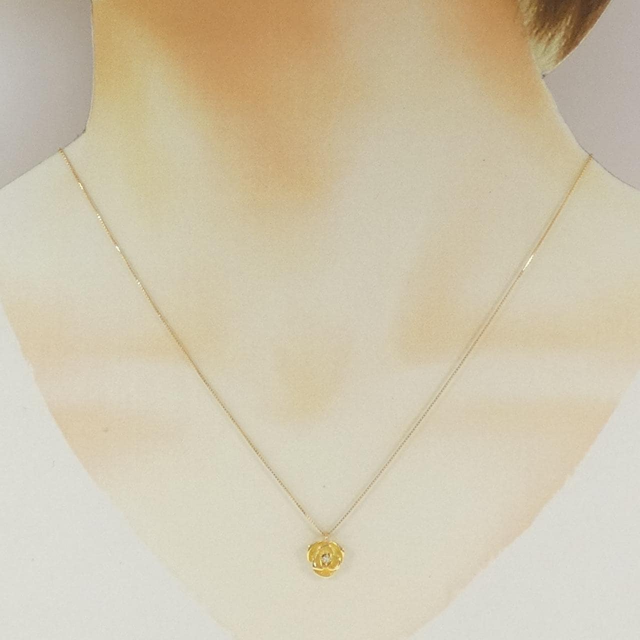 K18YG ローズ ダイヤモンド ネックレス 0.02CT