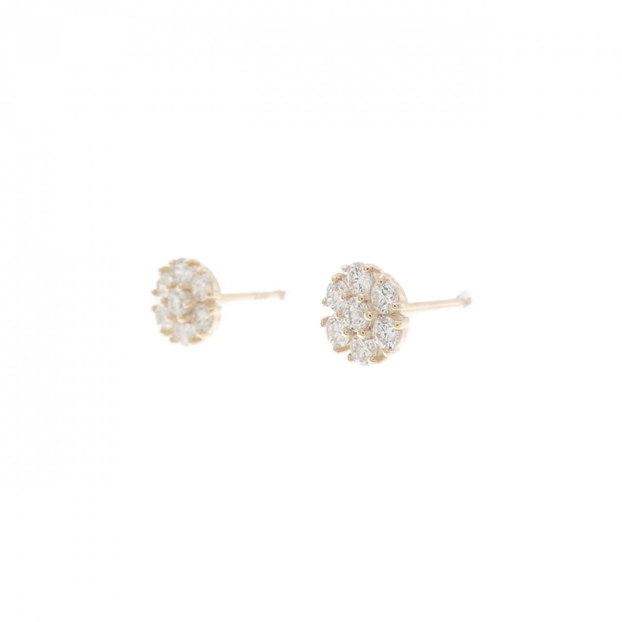 【リメイク】K10YG フラワー ダイヤモンド ピアス 0.30CT