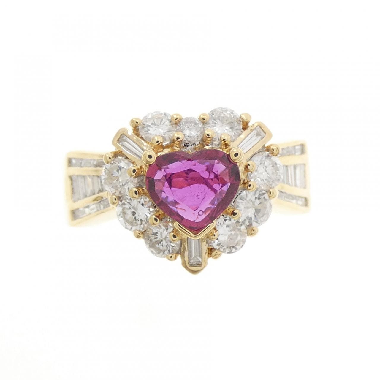 K18YG/K18WG ハート ルビー リング 0.55CT