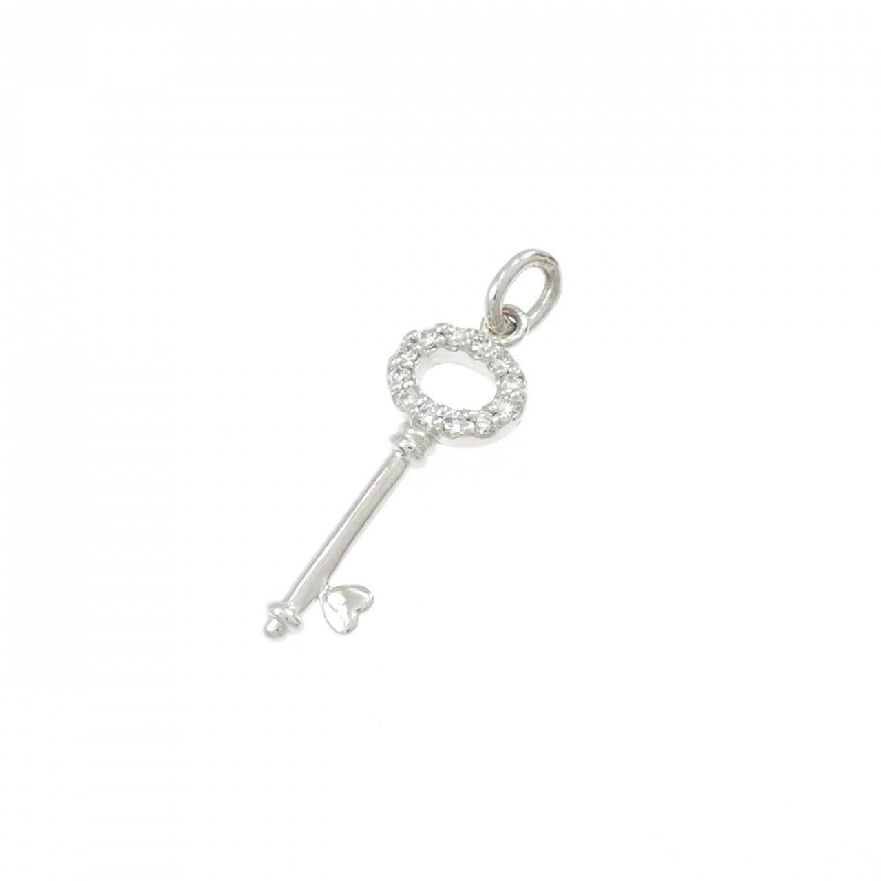 K18WG キー ダイヤモンド ペンダント 0.08CT