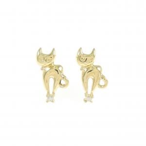 K18YG キャット ダイヤモンド ピアス 0.02CT