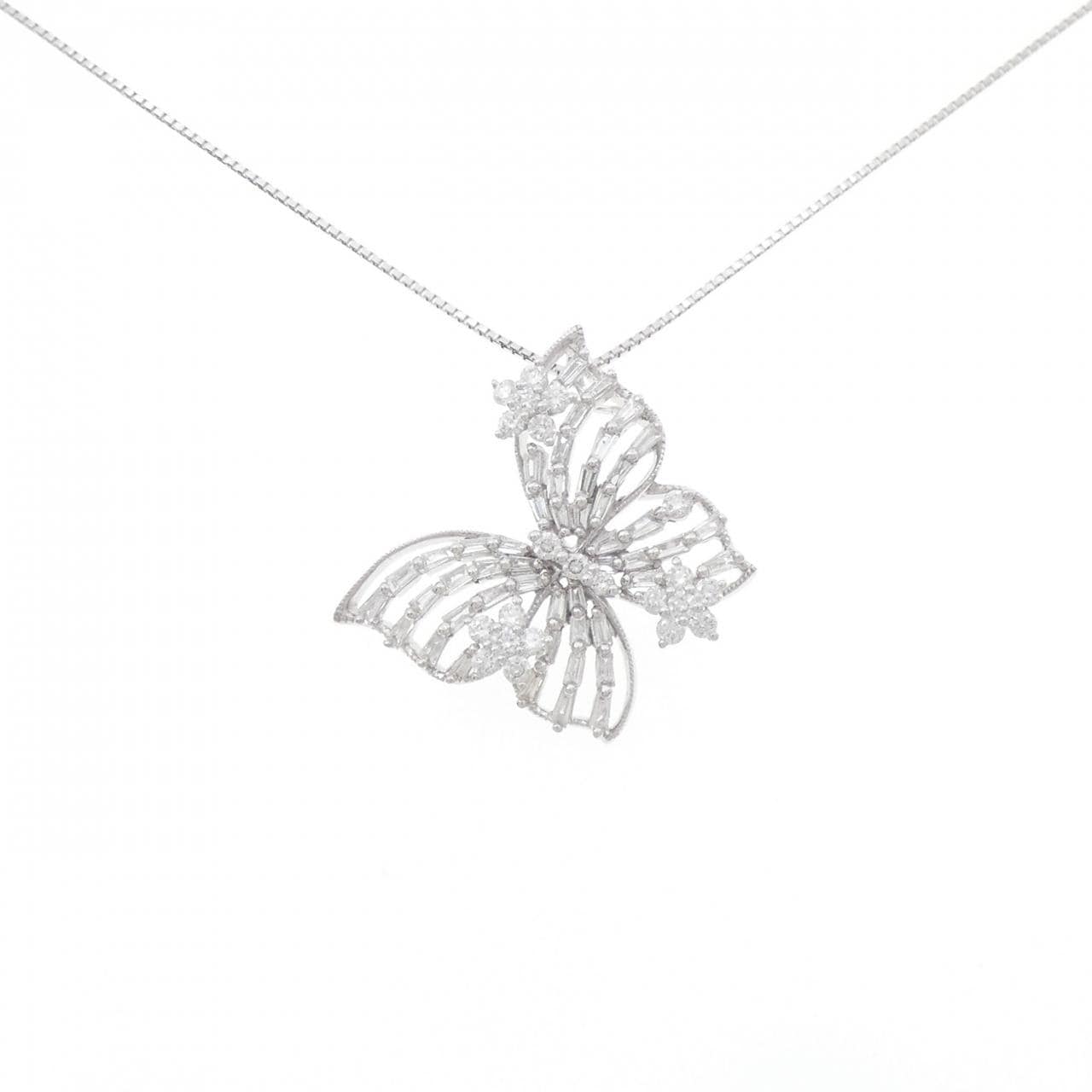 K18WG 蝴蝶 x 花朵钻石项链 0.80CT