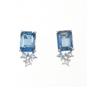 K18WG ブルートパーズ ピアス 3.00CT