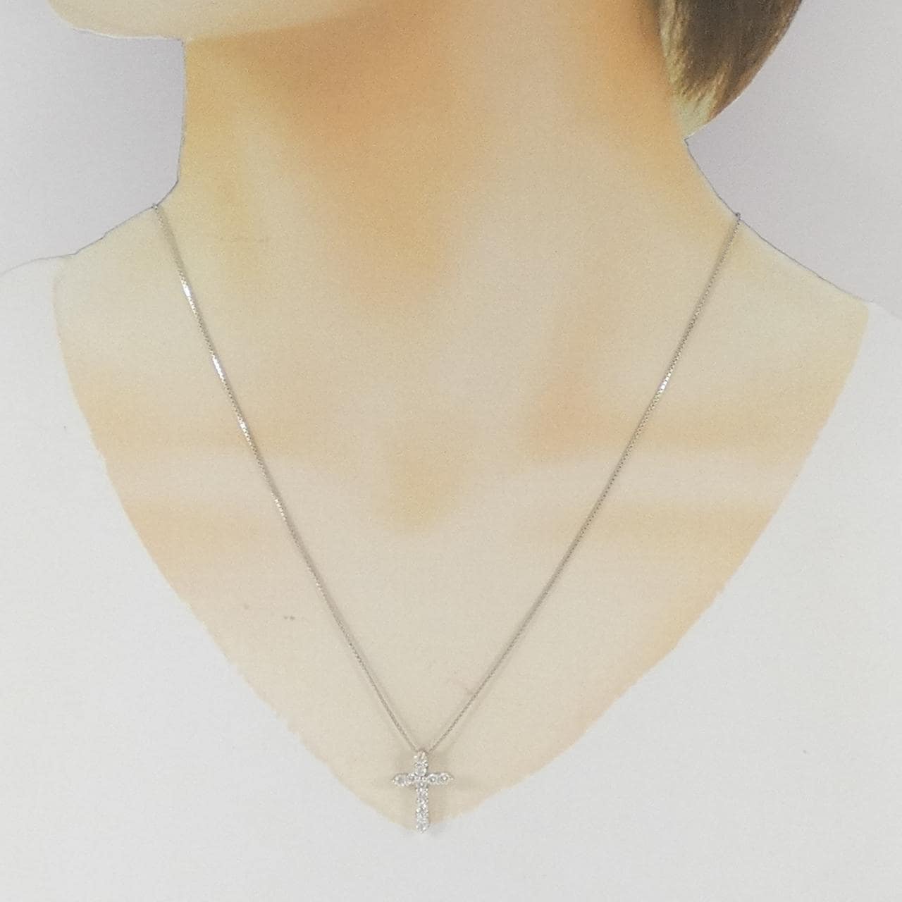 K18WG クロス ダイヤモンド ネックレス 0.50CT