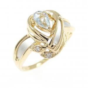 K18YG/PT900 アクアマリン リング 0.21CT