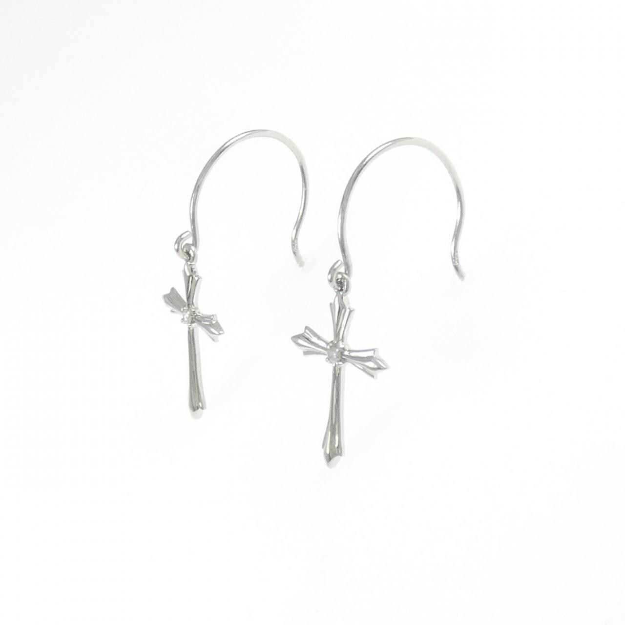 PT950 クロス ダイヤモンド ピアス 0.02CT