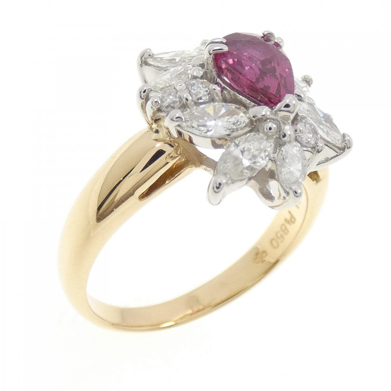 K18YG/PT850 ルビー リング 0.63CT