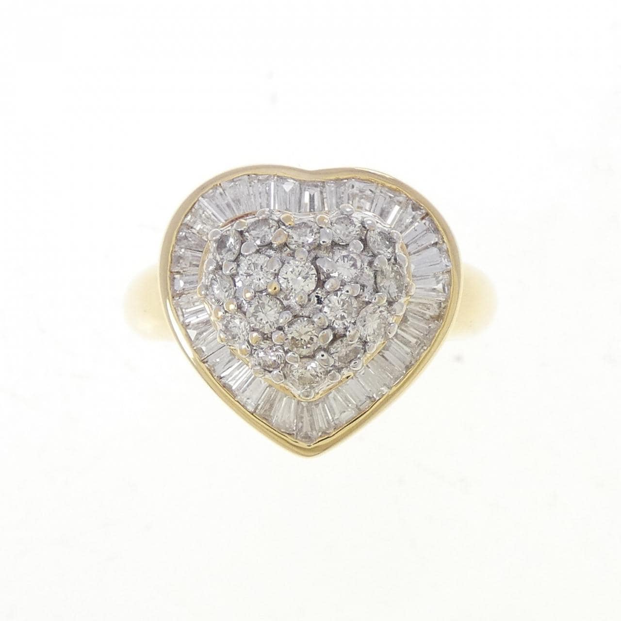 K18YG/K18WG ハート ダイヤモンド リング 1.08CT