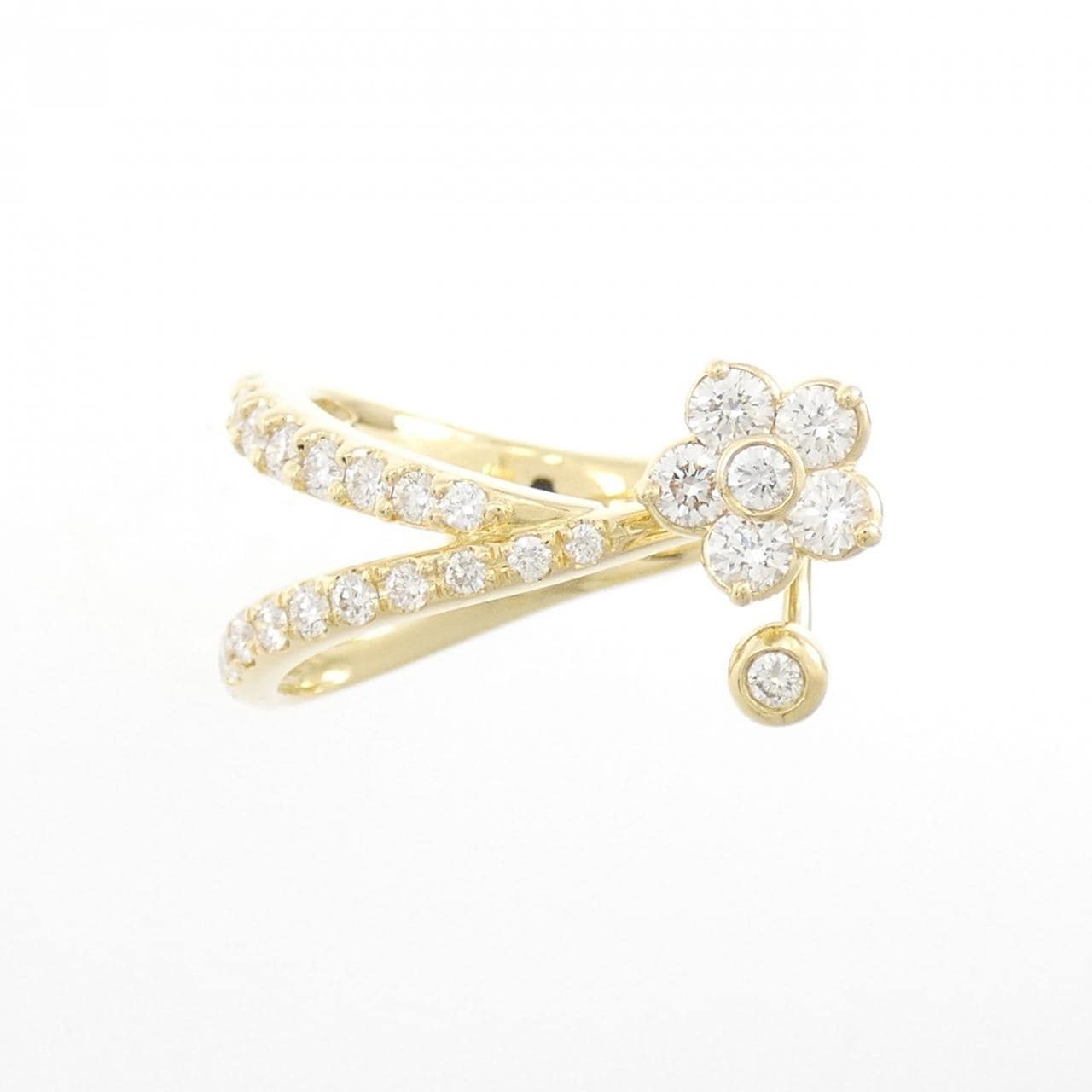 K18YG フラワー ダイヤモンド リング 0.60CT