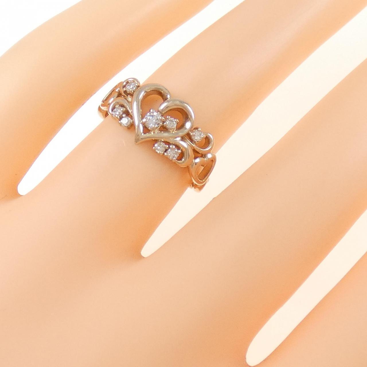 K18PG ハート ダイヤモンド リング 0.15CT
