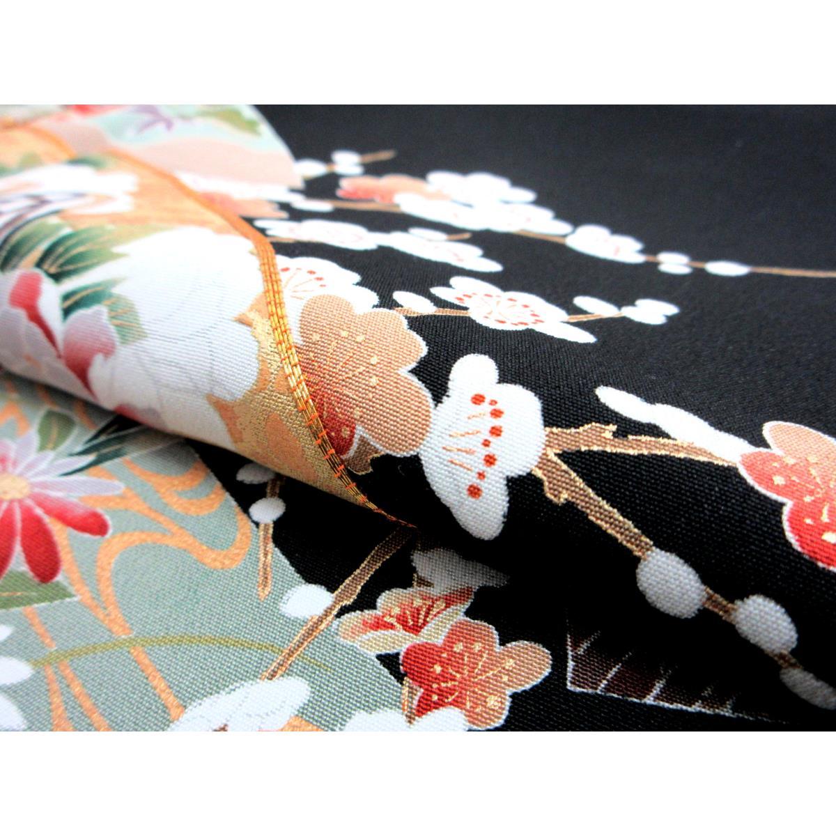 留袖　友禅金彩加工　刺繍入り　違い鷹の羽
