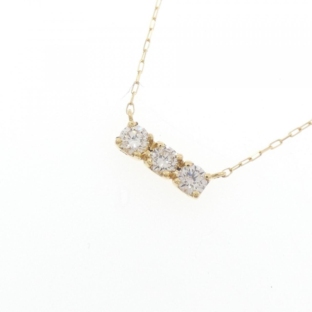 【新品】K18YG スリーストーン ダイヤモンド ネックレス 0.15CT