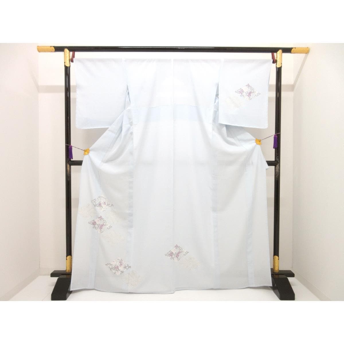 【新品】単衣　駒絽訪問着　友禅銀彩加工