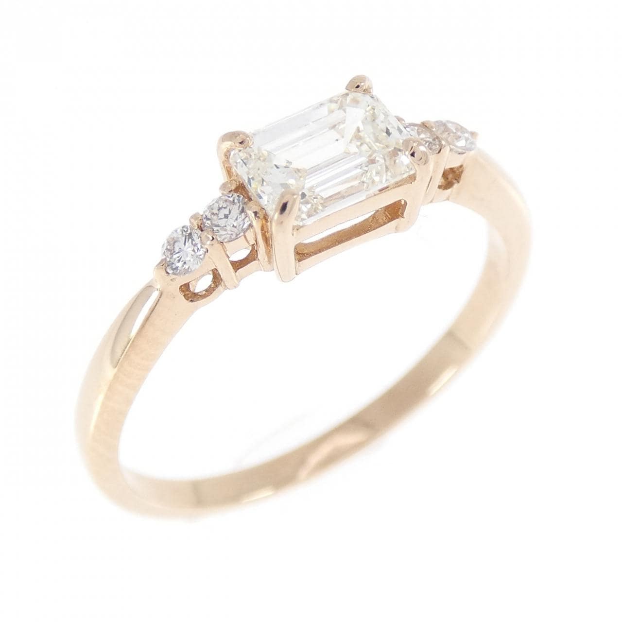 【新品】K18PG ダイヤモンド リング 0.511CT J SI1 エメラルドカット