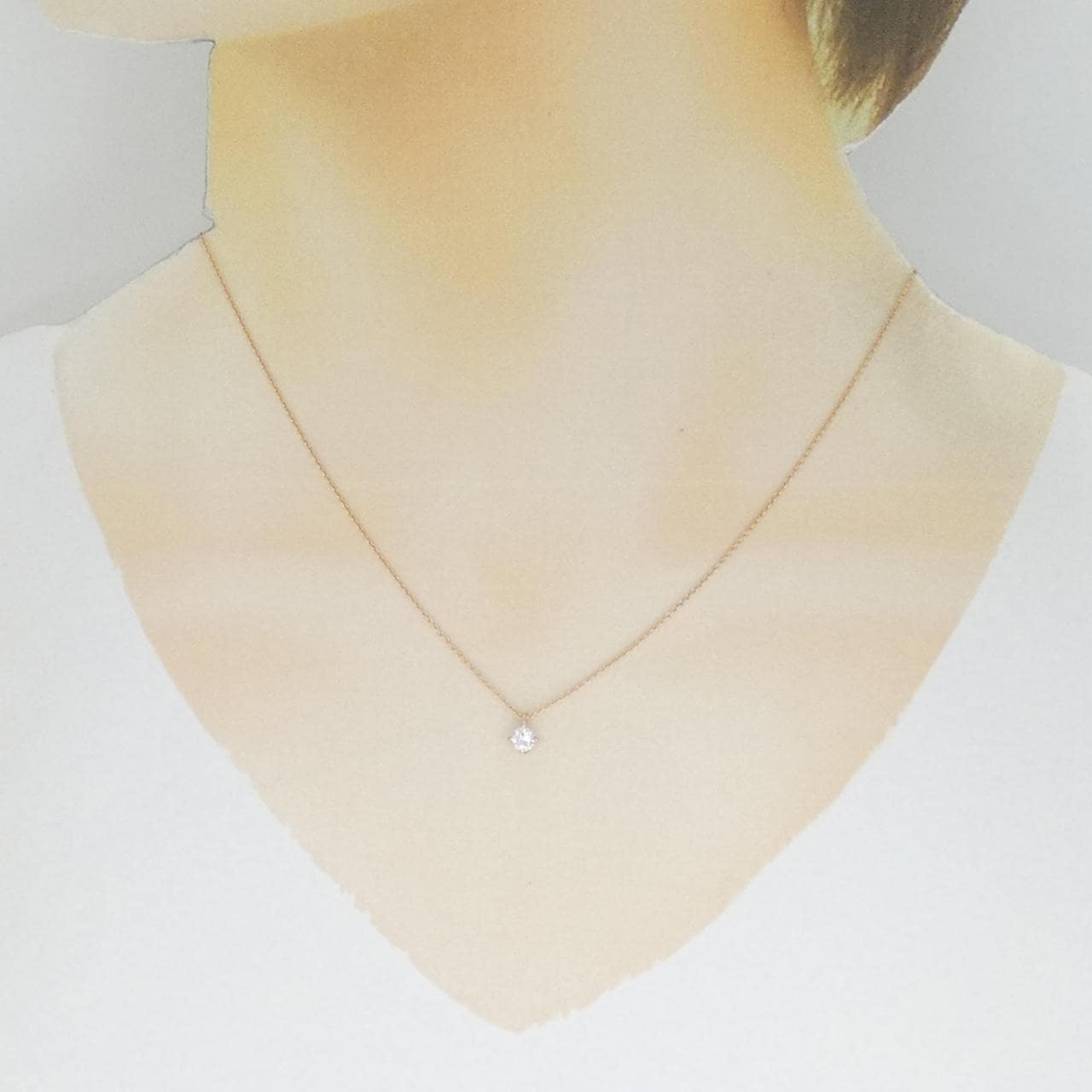 [Remake] K18PG Diamond Necklace 0.201CT H VS2 Good