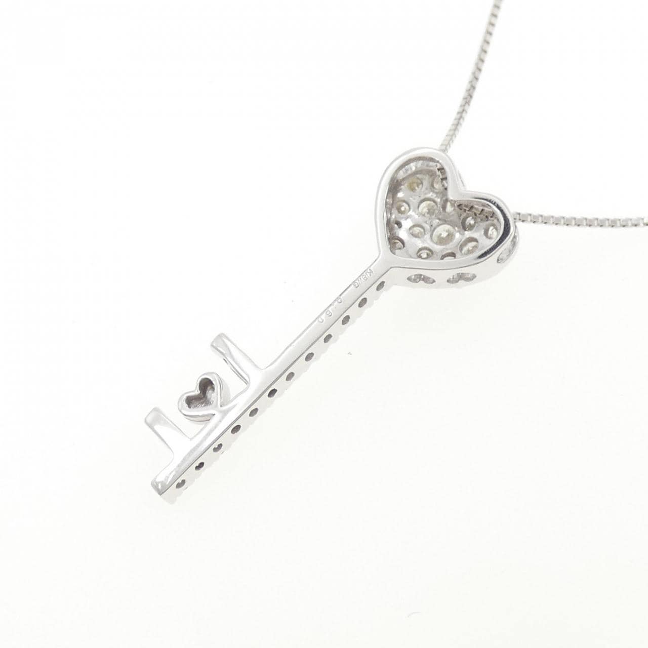 K18WG ハート×キー ダイヤモンド ネックレス 0.60CT