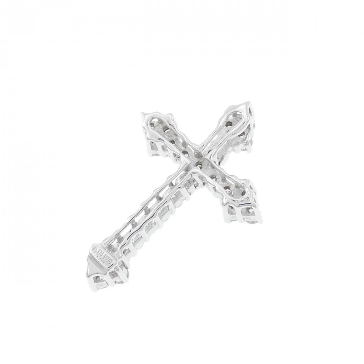 K18WG クロス ダイヤモンド ペンダント 0.30CT