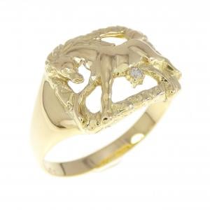 K18YG ホース ダイヤモンド リング 0.01CT
