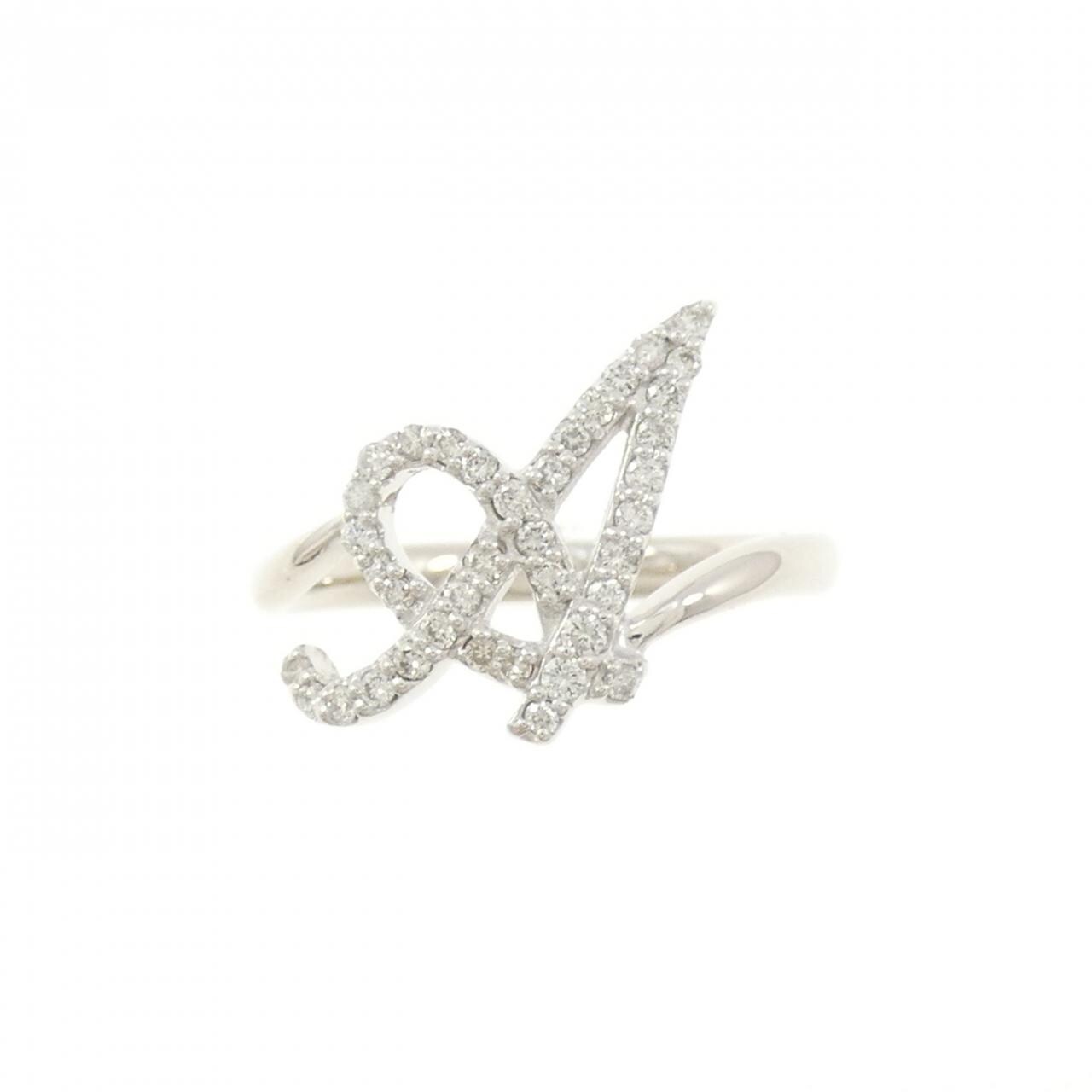 K18WG イニシャルA ダイヤモンド リング 0.23CT