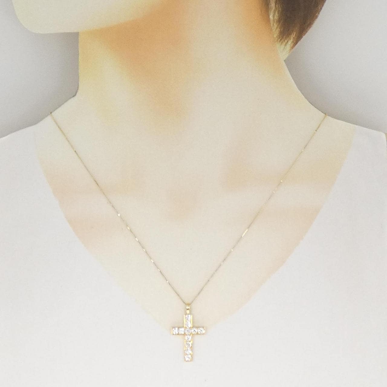 K18YG クロス ダイヤモンド ネックレス 1.17CT