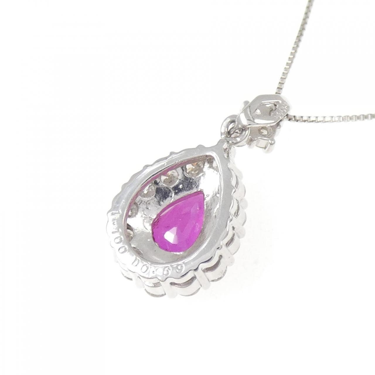 PT900/PT850 ルビー ネックレス 1.100CT