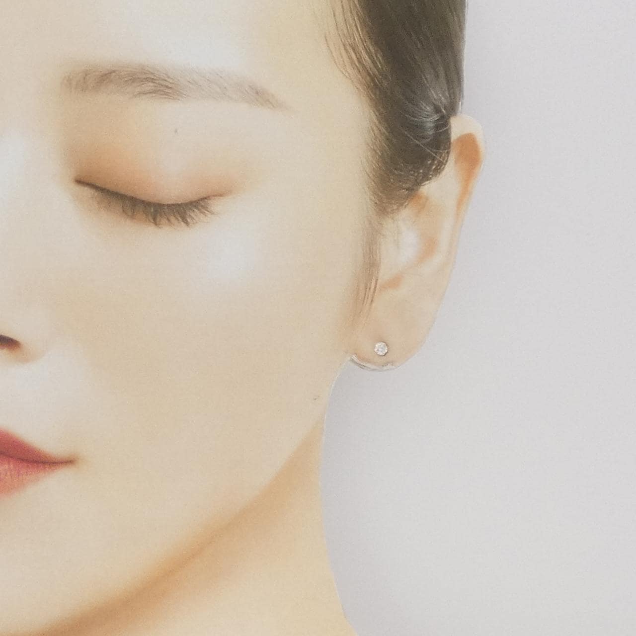 K18PG ソリティア ダイヤモンド ピアス 0.15CT 片耳