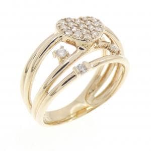 K10YG パヴェ ハート ダイヤモンド リング 0.18CT