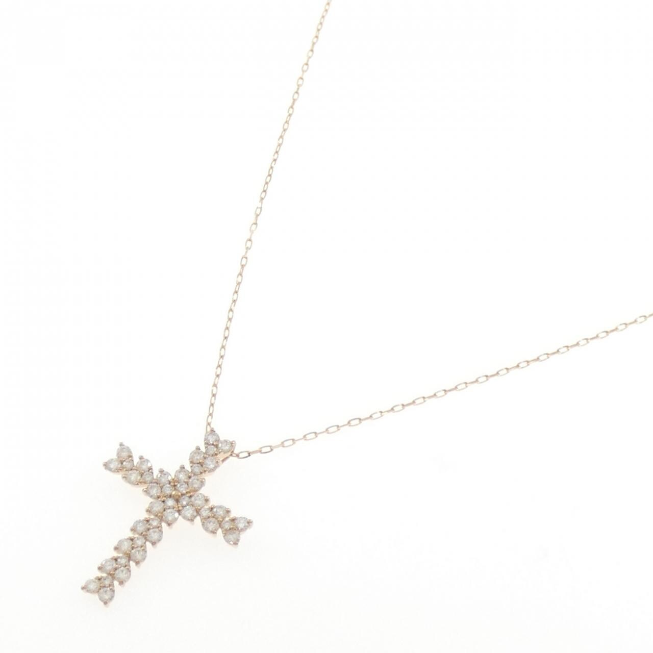 K18PG クロス×ハート ダイヤモンド ネックレス 1.00CT